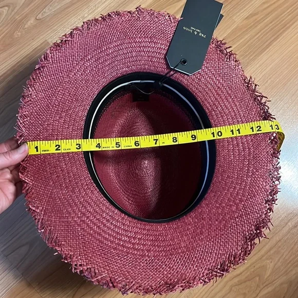 Brand new Rag & Bone FRAYED EDGE PANAMA HAT. Berry. Size: M/L - Picture 8 of 10